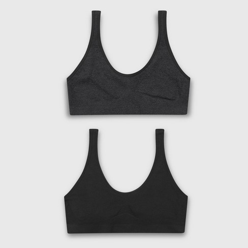 Hanes Girls' 2pc Bra - Gray/black S : Target