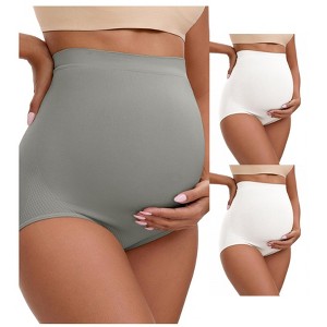 INSPIRE CHIC 3 Packs Women's High Waist Maternity Briefs Butt Lifter Seamless Comfortable Pregnancy Ladies Panties - 1 of 4