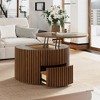 POVISON 31.5'' Lifting Top Round Coffee Table, Mid-Century Modern Wood Coffee Table, Fluted Coffee Table with Hidden Storage and Drawer, Walnut Color - 2 of 4