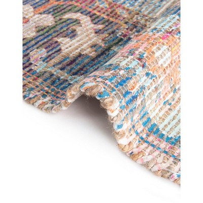 Handwoven Light Blue and Multicolor Chenille Floral 8' x 10' Area Rug