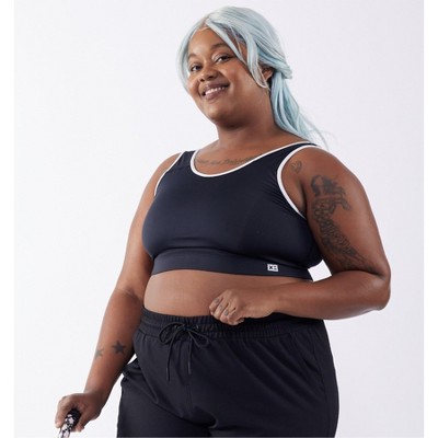 TomboyX Swim Sport Top, Full Coverage Bathing Suit Athletic Compression  Swimming Bra UV Protecting, Plus Size Inclusive (XS-6X) Black Ombre X Small