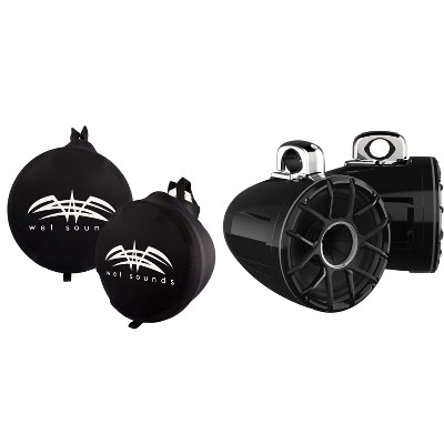 Wet Sounds REV-12-HD-XZ-B-FC REV 12" Black HD Tower Speakers with XZ Grille and TC3 Fixed Clamps with SUITZ-REV-12-HD Neoprene Protective Covers