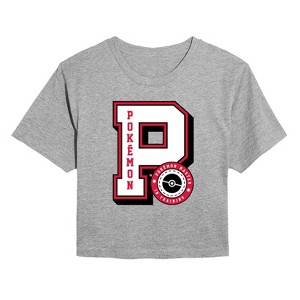 Women's - Pokémon - Pokémon Collegiate Letter Cropped Graphic T-Shirt - 1 of 4