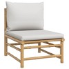 vidaXL Bamboo 3 Piece Patio Furniture Set - Light Gray Cushions - Garden/Patio Lounge Sofa, Footstool & Table - 4 of 4