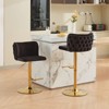 PAGED Bar Stools Set of 2 Height Adjustable Swivel PU Leather Counter Stools with Button Tufted Back and Gold Base for Bar, Kitchen - 2 of 4