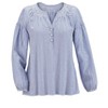 Collections Etc Seersucker Smock Trimmed V-Neck Long Sleeve Shirt - 4 of 4