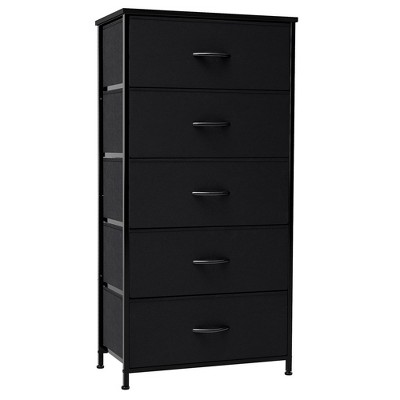 Crestlive Products Vertical Large Dresser Widen and enlarge Storage Tower with Sturdy Steel Frame Wood Top Easy Pull Fabric Bins