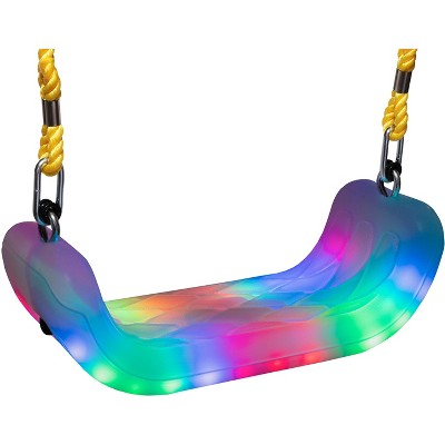 XDP Recreation XDP-75115 Firefly Outdoor LED Kids Tree Swing with Non Slip Seat, Motion Sensitivity, Sleep Timer, & Hardware, Multicolor Clear