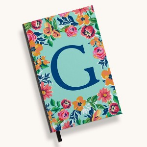 Personalization Mall Flowery Initial Journal, Blue Aqua - 1 of 4