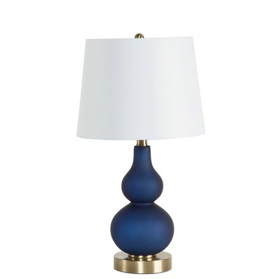 22.5" Reese Gourd Glass Silverwood Table Lamp (Includes LED Light Bulb) Navy/Gold - Decor Therapy