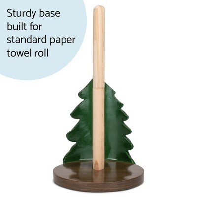 Forest Green and Black Resin and Wood Paper Towel Holder
