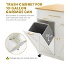 Rolling Kitchen Island With Double Tilt Out Trash Can Cabinet And Charging Station Utility Trolley With Drawer For Kitchen (Not Included Trash Can) - 3 of 4
