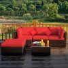 Tangkula 5PCS Rattan Sectional Sofa Set Patio Furniture Set w/ Red Cushion Pillow - 2 of 4