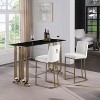 Set of 2 26" bar stools with backrest, gold brushed frame, modern velvet fabric Suitable for kitchen, bar. - 2 of 4