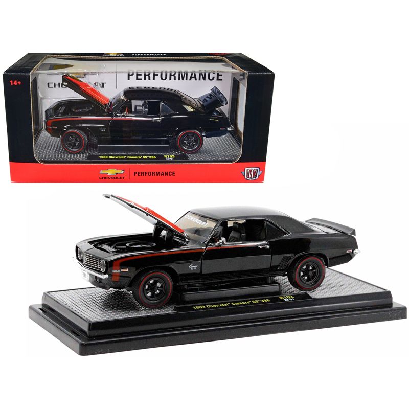 1969 Chevrolet Camaro SS 396 Black with Bright Red Stripes Limited Edition to 6550 pieces 1/24 Diecast Model Car by M2 Machines, 1 of 4