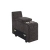 Flannel Velvet Upholstered U-Shaped Sectional Sofas & Chaise with Cupholder Console, USB Charging Ports, and Two Matching Ottomans - 2 of 4
