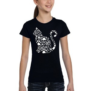 LA Pop Art Cat Claws - Girl's Word Art T-Shirt - 1 of 4