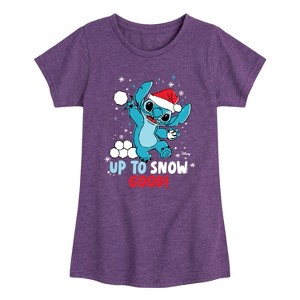 Girls' - Disney - Stitch Up To Snow Good Fitted Short Sleeve Graphic T-Shirt - 1 of 4