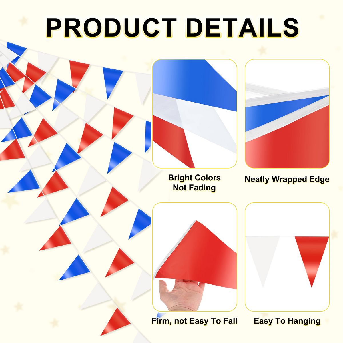 Unique Bargains Plastic Fade Resistant Durable Lightweight Party Banners Red 4 Pcs - thumbnail 8
