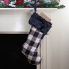 Northlight 21" Black and Ivory Plaid with Dots and Faux Fur Cuff Christmas Stocking - 2 of 3