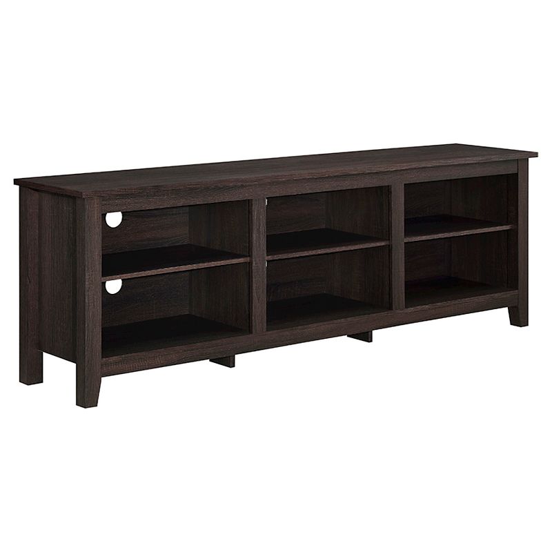 Transitional 6 Cubby Wood Open Storage Wood TV Stand for TVs up to 80"- Saracina Home, 4 of 17