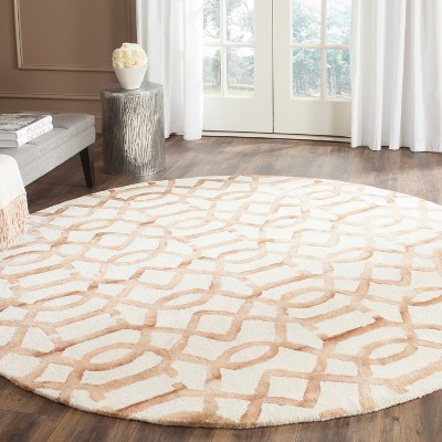 Elysian Off-White & Camel Hand-Tufted Wool Round Rug - 7'