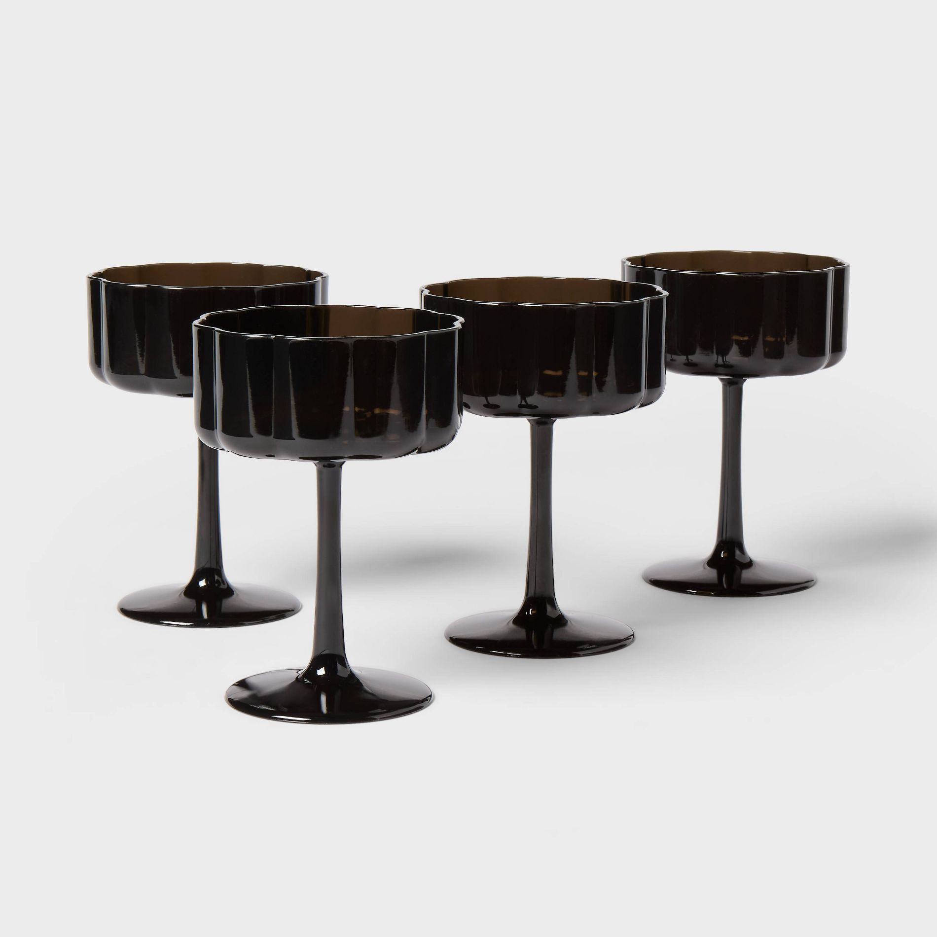 4ct Halloween Black Plastic Cocktail Glasses - Spritz™