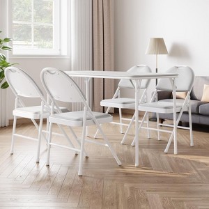 Rectangle Folding Table, Portable Card Table with Metal Frame, PU Leather Upholstered Desk, for Dining Room, Living Room, Office, Camping, Gray - 1 of 4