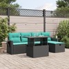vidaXL 6 Piece Patio Sofa Set with Cushions Black Poly Rattan - 2 of 4