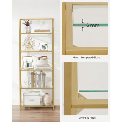 Gold 5-Tier Steel Frame Open Back Bookcase