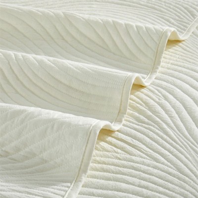 Peace Nest Soft Quilted 3-Piece Coverlet Set Ivory, King — фото 4