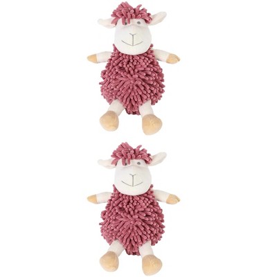 REGALWOVEN Cute Sheep Chenille Soft Absorbent Quick Drying Fuzzy Ball Hand Towel 9" x 13" 2 Pcs