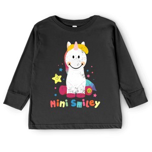 The Juniper Shop Mini Smiley Unicorn Distressed Toddler Long Sleeve Tee - 1 of 4
