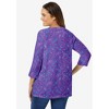 Woman Within Perfect Printed Three-Quarter Sleeve V-Neck Tee - 3 of 4