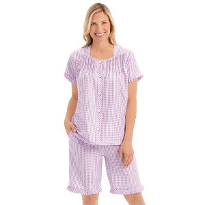 Collections Etc 2-Piece Gingham Check Shorts and Top Pajama Set - 1 of 4