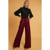 Slickblue Women's Wide Leg Pants, High Waist Dress Style with Buttons, 100% Polyester, Pomegranate/Denim, Size S-L - 2 of 4