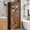 Acekool Tall Storage Cabinet with Double Doors, Adjustable Shelves & Drawer, Glass Accent for Bathroom, Living Room, Kitchen - 4 of 4