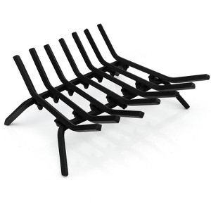 Tangkula 31/25/18-Inch Fireplace Log Grate Heavy Duty Solid Steel Fireplace Log Holder with 7 1/2" Steel Bars Indoor Outdoor Grill Fireplace Log Grate Black - 1 of 4