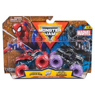 Monster Jam Marvel Spider-Man vs Black Panther Monster Truck 2pk - 1:64 Scale