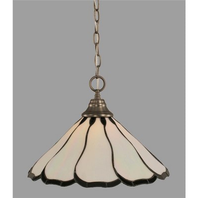 Toltec Lighting Any 1 - Light Pendant in  Brushed Nickel with 16" Pearl & Black Flair Art Glass Shade