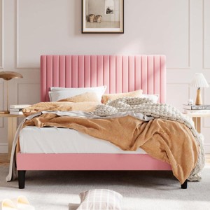 Hub Styler Adjustable Headboard Upholstered Platform Bed Pink No Size - 1 of 4