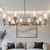 DORESshop 31.5in.8-Light Brushed Nickel Candle Chandelier Pendant Light with Clear Cylindrical Glass Shades and E26 Base - 4 of 4