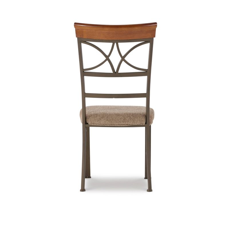 Set of 2 Carter Diamond Shape Cap Back Fabric Dining Chair Metal/Tan/Cherry - Powell, 4 of 9