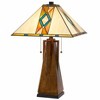 Cal Lighting 60W x 2 Tiffany table lamp with pull chain switch with resin lamp body - 3 of 4