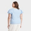 Women's Ribbed Puff Short Sleeve Blouse - A New Day™ - 2 of 3