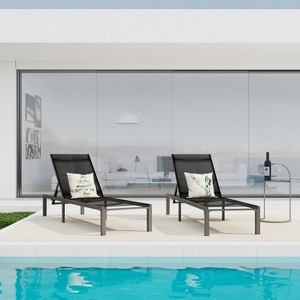 XIYUYEU Patio Chaise Lounges Set of 2 Aluminum Frame Recliner Folding Lounge Chair for Outside - 1 of 4