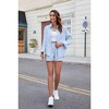 Womens Shirts Sets with Pockets Bell Sleeve Lounge Sets Casual Outfits Front Button Down Shirt with Pleated Shorts - 4 of 4