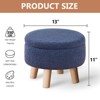 KTMBDW Storage Ottoman, Modern Round Footrest with Soft Padded Seat, Teddy Velvet Footstool with Wood Legs,Accent Small Table for Hallway, Living Room - 2 of 4
