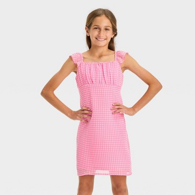 Girls Pink Chiffon Dress