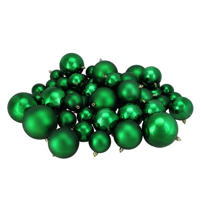 Northlight 50ct Shatterproof 2-Finish Christmas Ball Ornament Set 4” - Green